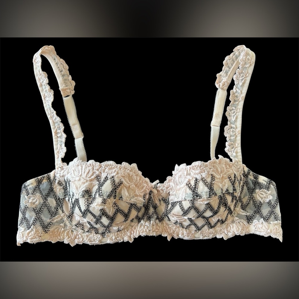 Lise Charmel Vintage Lace Floral Embroidery Demi Bra 34B France Couture - Picture 2 of 13